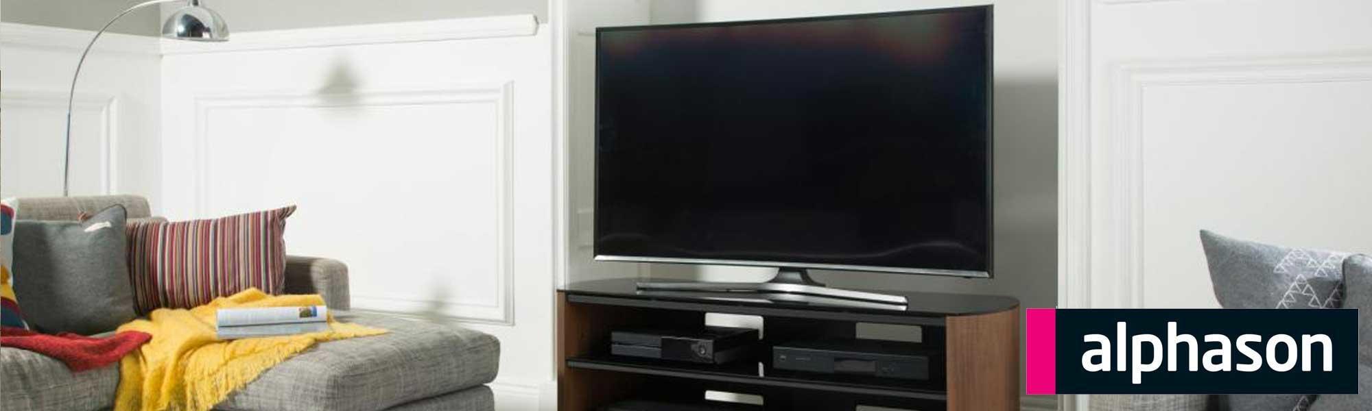 Alphason FW1350-W/B Finewoods TV Stand in Rich Walnut
