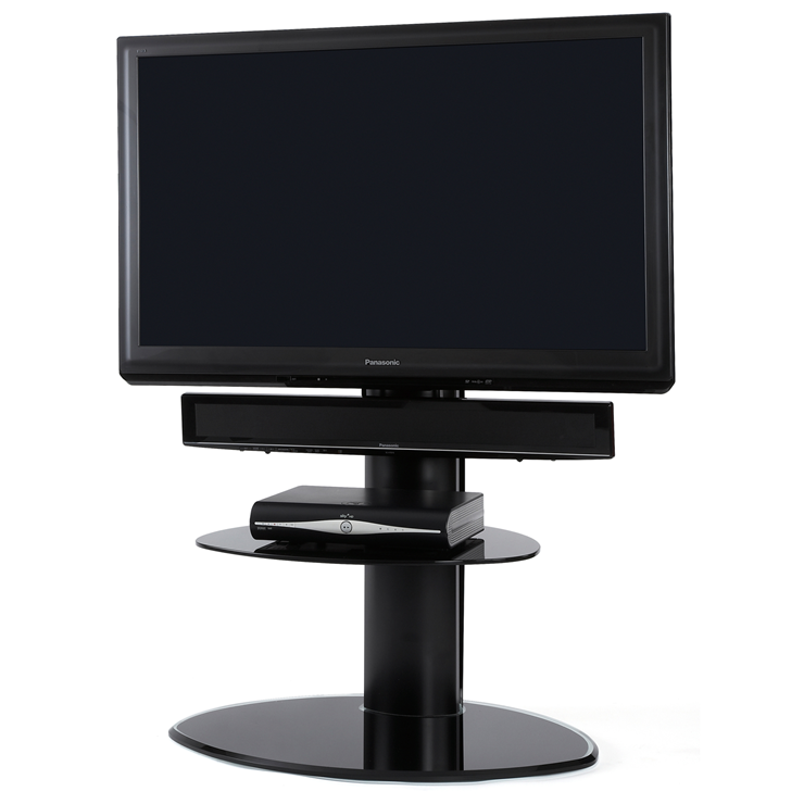 Off The Wall Motion TV Stand with TV Bracket - Black Glass