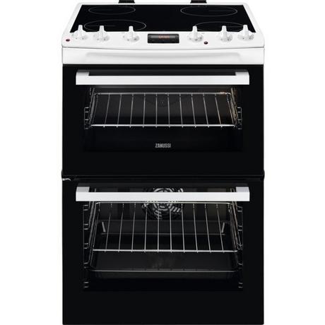 Zanussi ZCV66370WA 60cm Electric Double Oven with Ceramic Hob