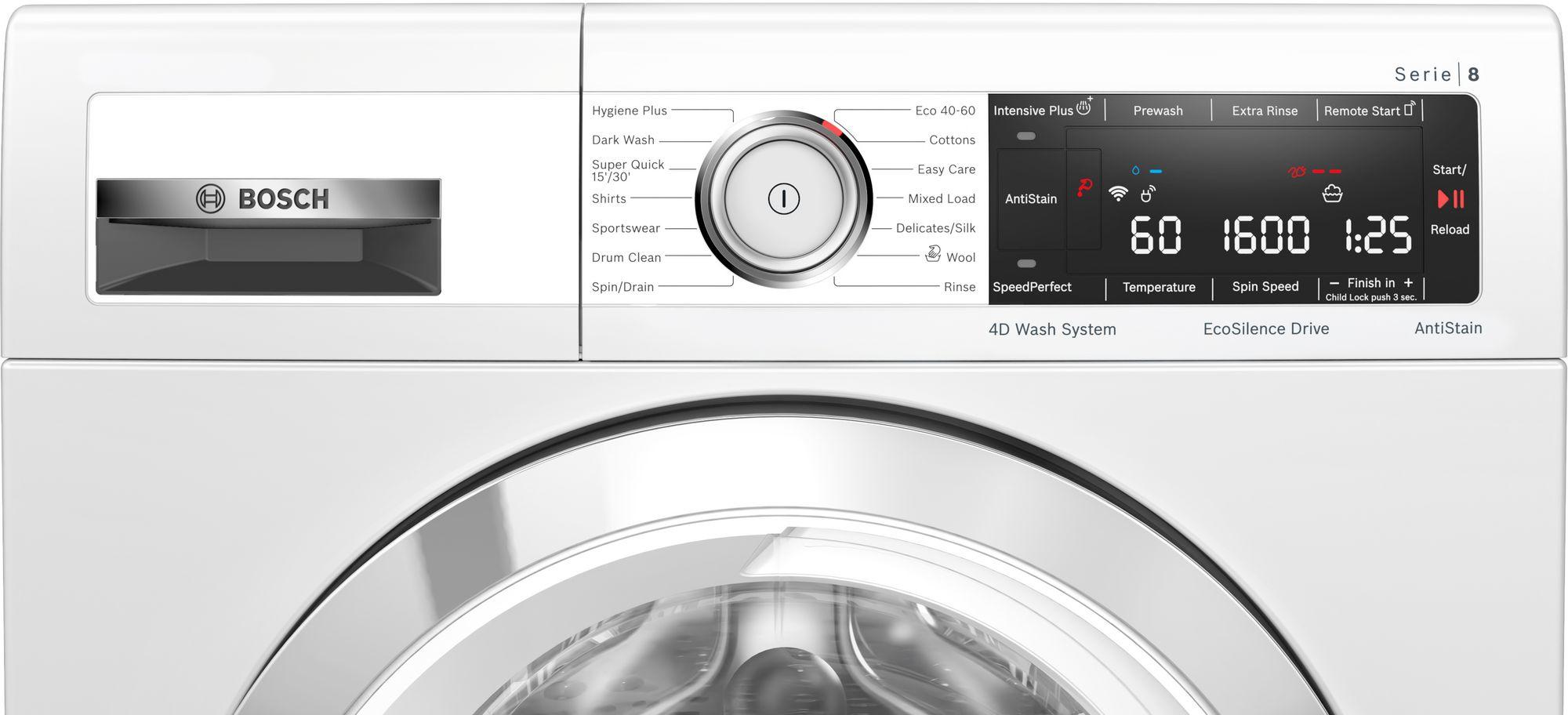 Bosch Serie 8 WAX32M81GB 10Kg 1600 Spin Home Connect Washing Machine | White