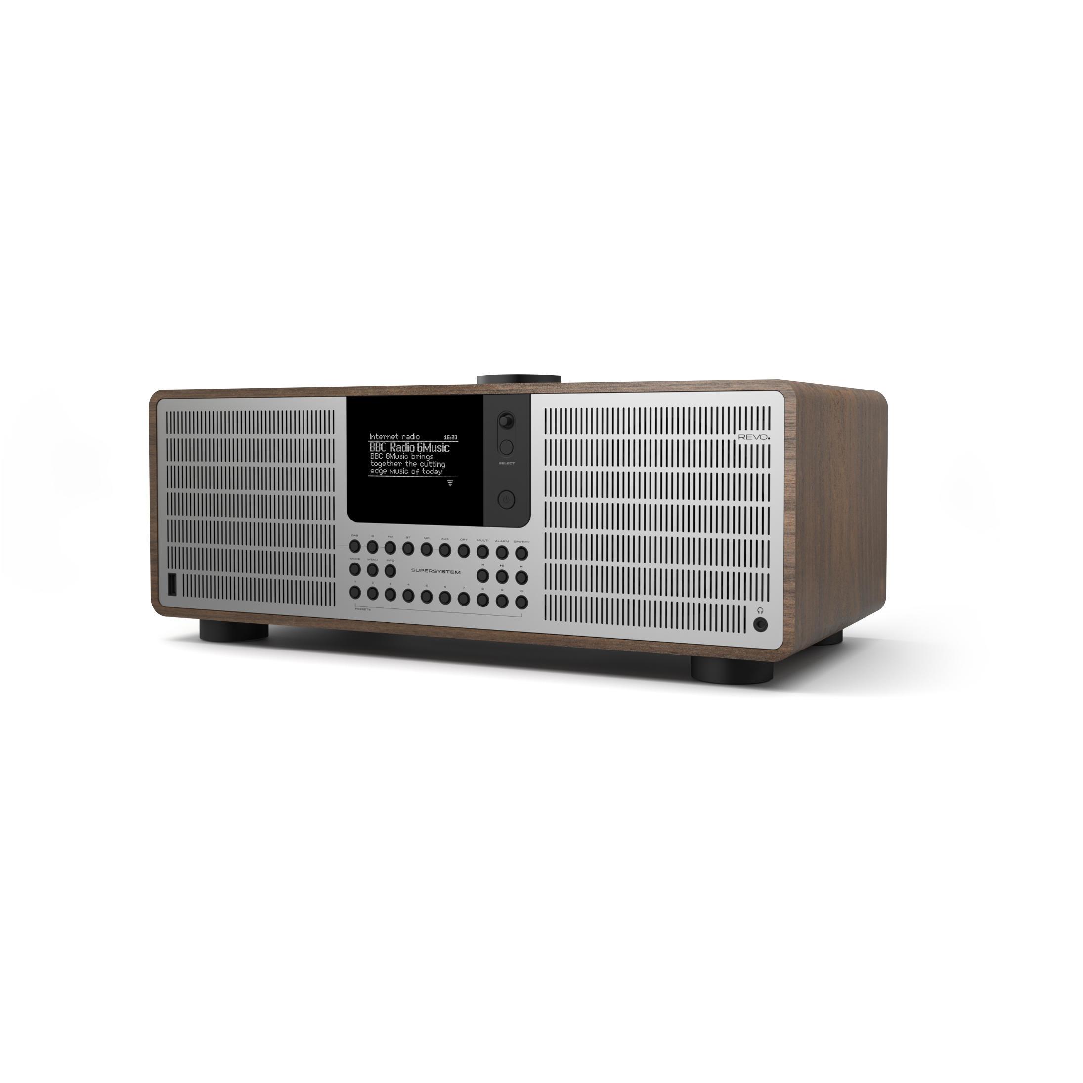 Revo SuperSystem DAB Internet Radio With Spotify - Walnut / Silver