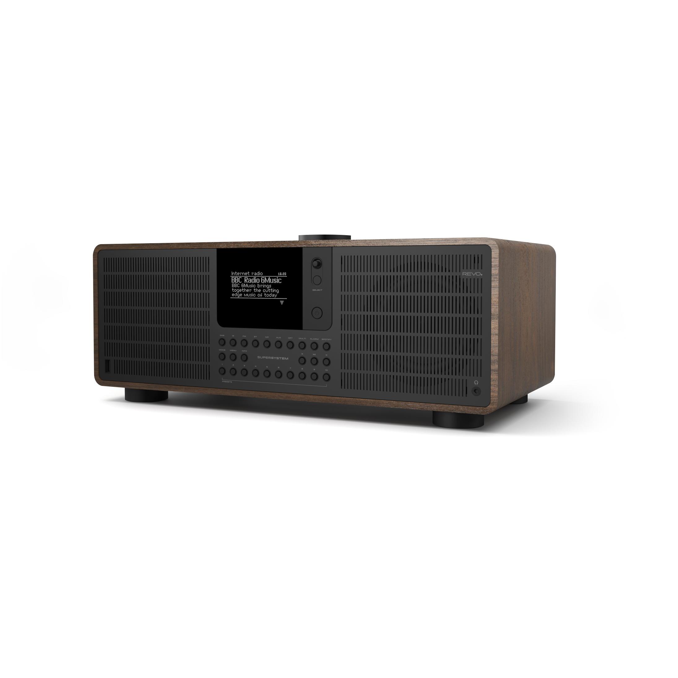 Revo SuperSystem DAB Internet Radio With Spotify - Walnut / Black