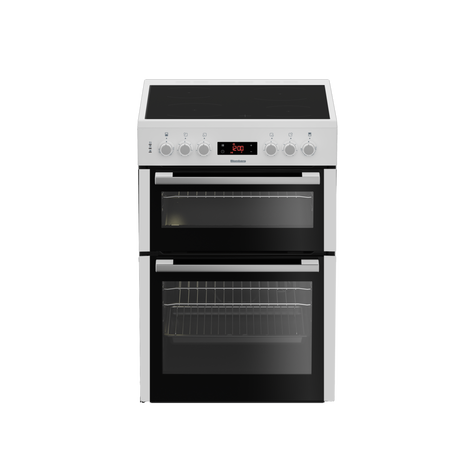 Hkn65w 60cm Double Oven Electric Cooker With Ceramic Hob White