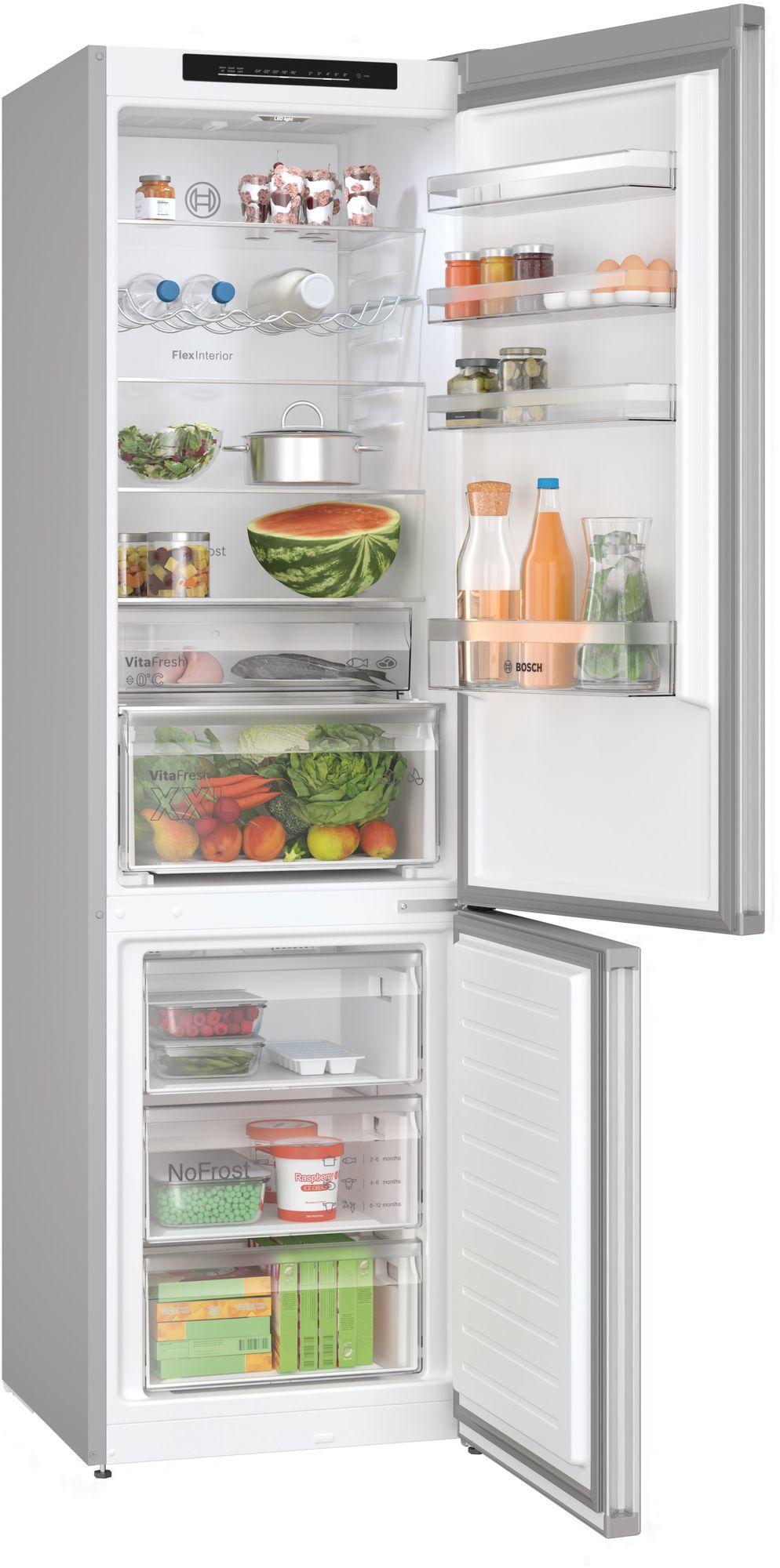 Bosch Serie 4 KGN392LDFG 60cm 363 Litre No Frost Fridge Freezer | Silver Inox