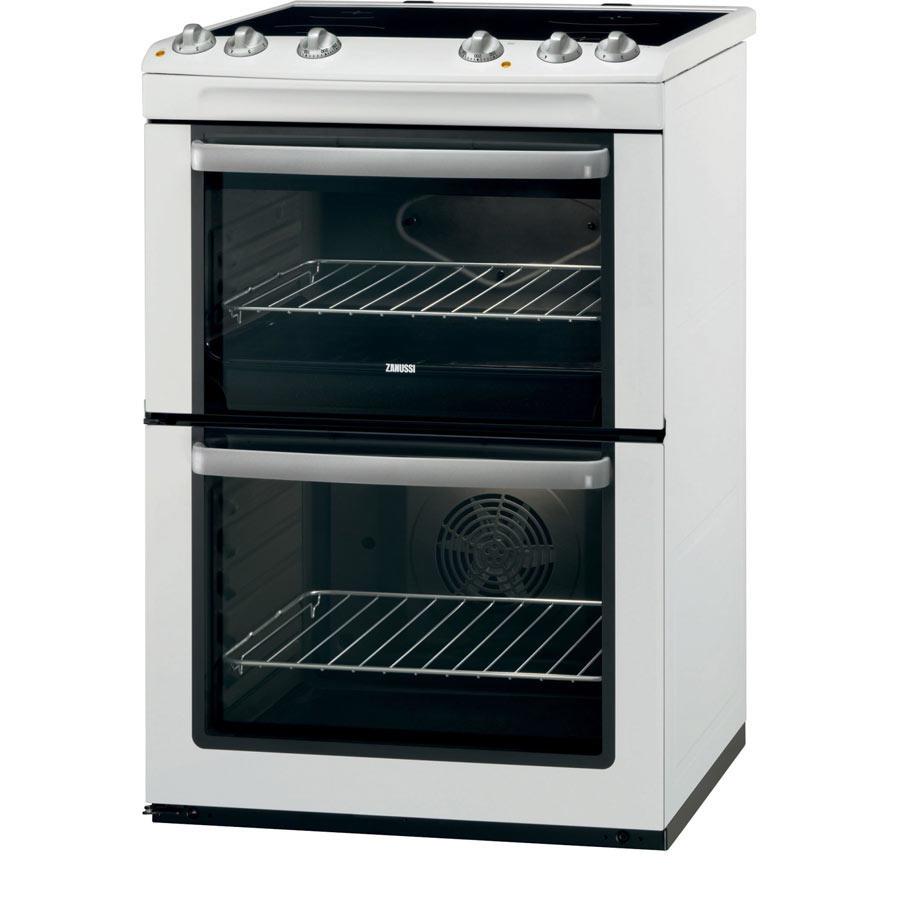 Zanussi ZCV668MW 60cm Electric Ceramic Hob Double Oven Cooker