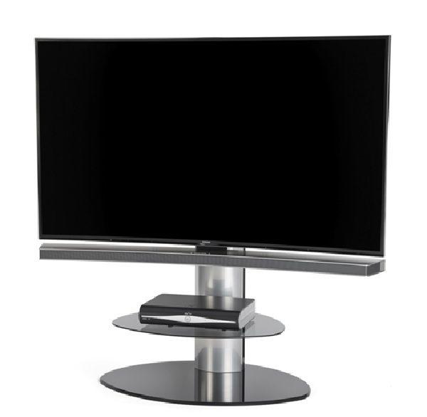 Off The Wall Motion TV Stand with TV Bracket - Grey Glass