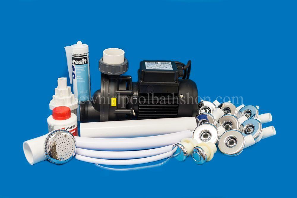 D.I.Y 8 Jet Whirlpool Bath Kit inc Jets & Pump, Tool & Pipe Work