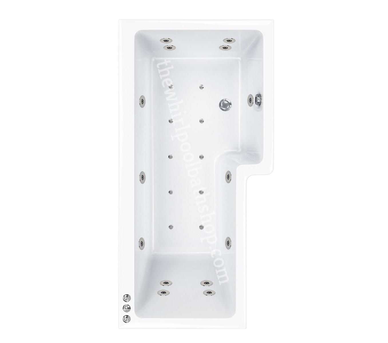 24 jet RH Carron 1700 mm Quantum L Shape Whirlpool Shower Bath