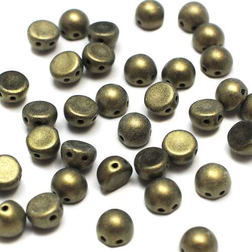 7mm Czech glass glass beads metallic suede gold — pack of 25, high-quality two-hole beads ideal for jewelry making, bead weaving, and crafts