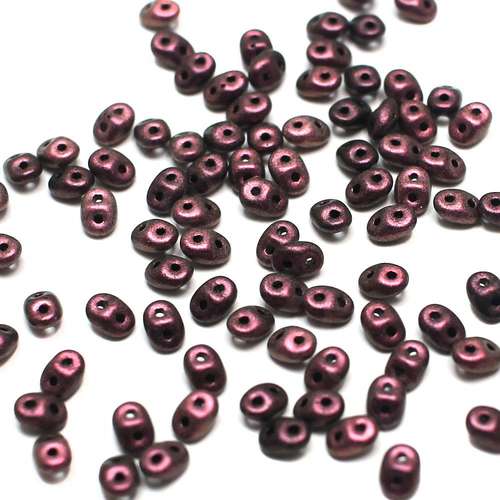 10g Czech glass Rulla beads polychrome pink olive — two-hole beads for jewelry making and bead weaving