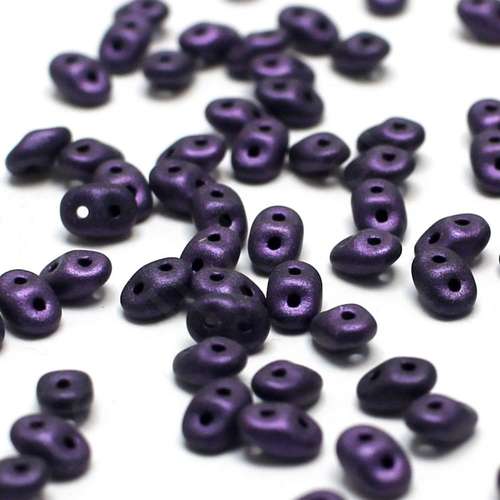 10g Czech glass Rulla beads met. suede purple — two-hole beads for jewelry making and bead weaving