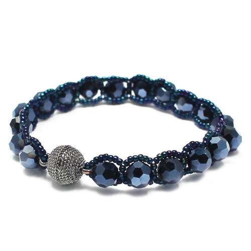 Elizabeth Crystal Bracelet hematite - makes 2 bracelet making kit — DIY set with beads and instructions for creating handmade jewelry