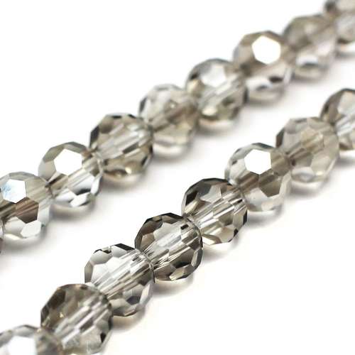 6mm crystal beads silver dust — plated finish, ideal for jewelry making and beadwork