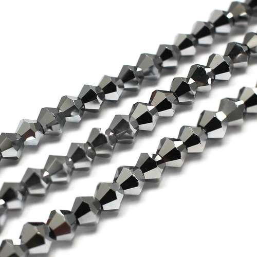 5mm crystal bicone beads silver plate — plated finish, ideal for jewelry making and beadwork