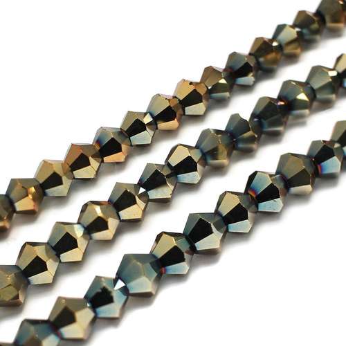 5mm crystal bicone beads green gold — faceted for jewelry making and beadwork