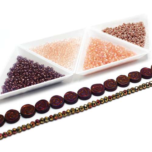 Flat Herringbone pink jewelry making kit — DIY set with beads and instructions for creating handmade jewelry