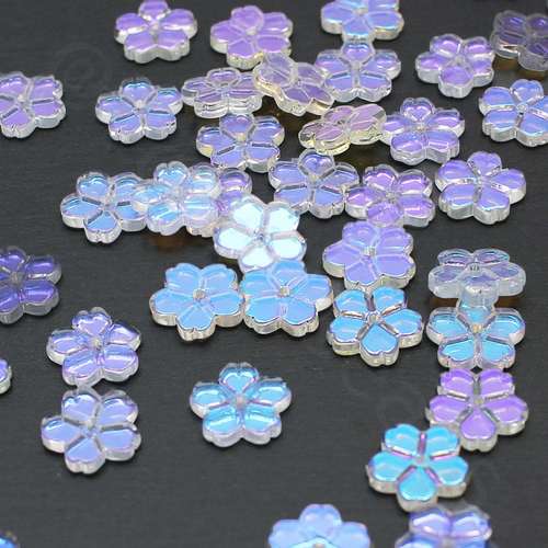 Glass AB Flat Flower Bead 12mm - 12pcs