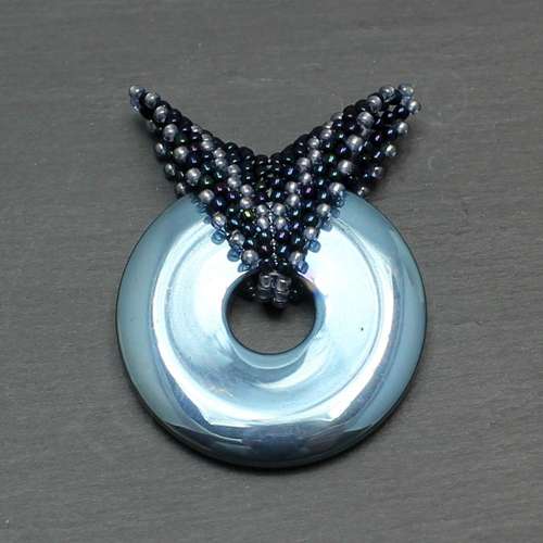 Beaded Bail on Hematite Coins light blue & blue jewelry making kit — DIY set with beads and instructions for creating handmade jewelry
