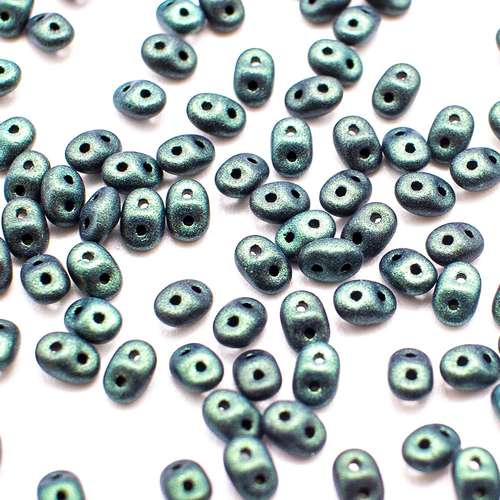 10g Czech glass Rulla beads met. suede dark forrest — two-hole beads for jewelry making and bead weaving