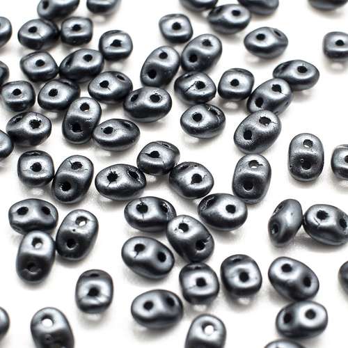 10g Czech glass Rulla beads pastel hematite — two-hole beads for jewelry making and bead weaving