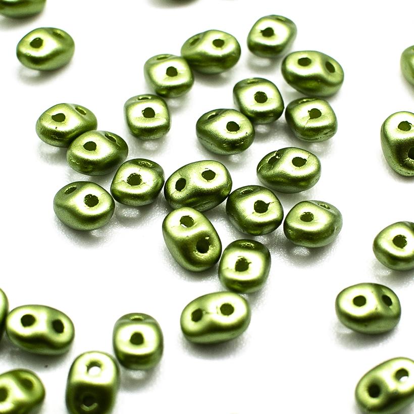 10g Czech glass Rulla beads pastel light green — two-hole beads for jewelry making and bead weaving