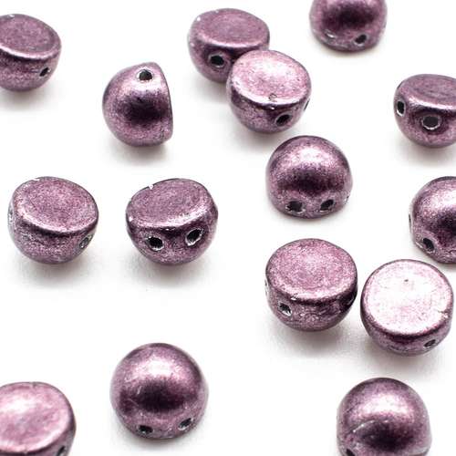 7mm Czech glass glass beads sat. metallic dusty cedar — pack of 25, high-quality two-hole beads ideal for jewelry making, bead weaving, a…