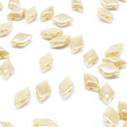 8x5mm 10g Czech glass Rulla beads luster opaque ivory — two-hole beads for jewelry making and bead weaving