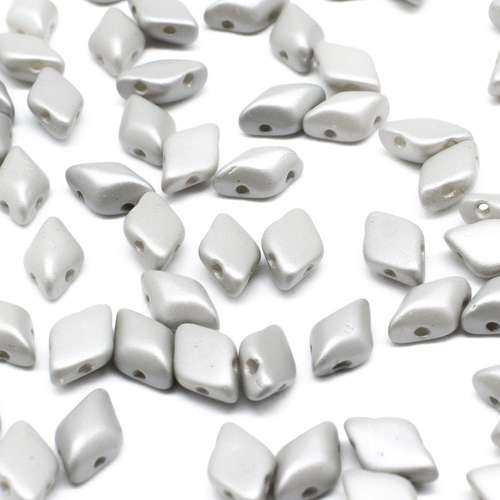 8x5mm 10g Czech glass Rulla beads powdery pastel grey — two-hole beads for jewelry making and bead weaving