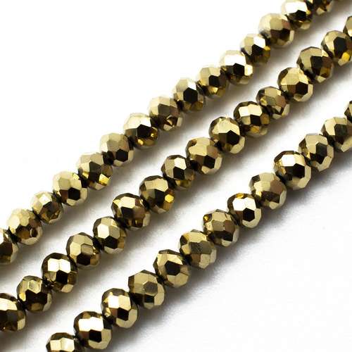 4mm crystal beads champagne gold, pack of 130 — faceted for jewelry making and beadwork