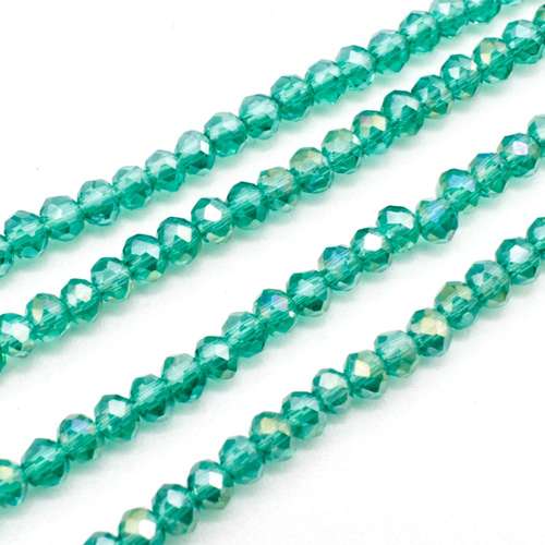 3.5mm crystal beads teal ab, pack of 130 — AB finish, faceted for jewelry making and beadwork