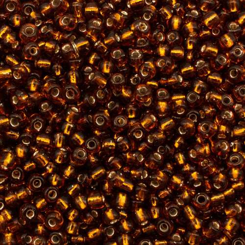 size 8 FGB glass seed beads silver lined topaz — 50g pack, ideal for bead weaving, embroidery, and jewelry making