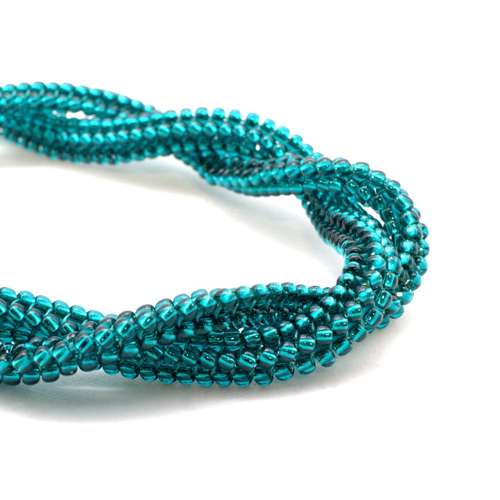 Herringbone Seed Bead Necklace silver teal necklace making kit — DIY set with beads and instructions for creating handmade jewelry