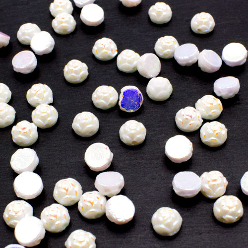 Roseta Cab 6mm 25pcs - White AB Plating