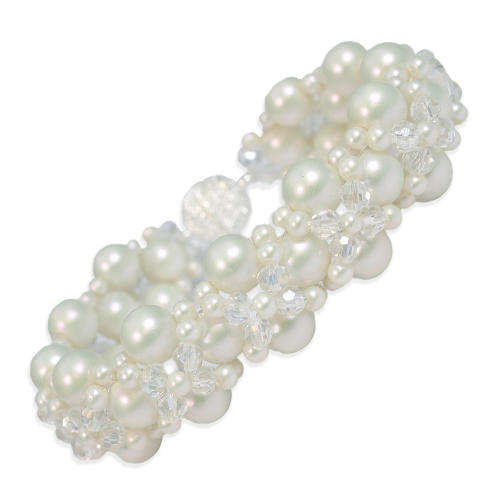 Satin Victoria Bracelet Kit white bracelet making kit — DIY set with beads and instructions for creating handmade jewelry