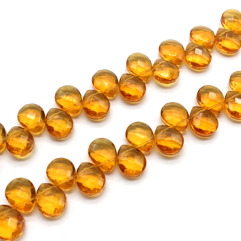 Glass Facet Flat Drop 15x12mm - Amber