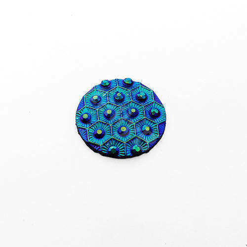 Acrylic Cabochon 20mm Disc - Honeycomb Iris Blue