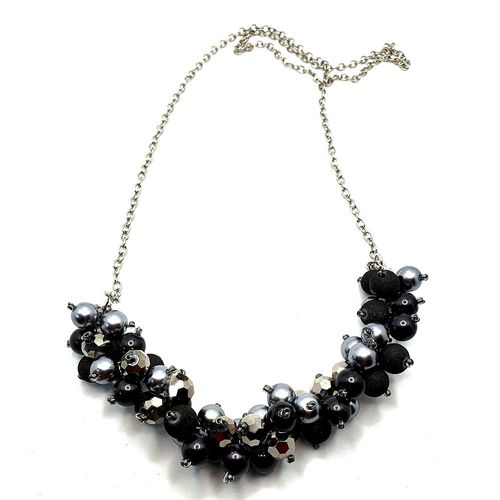 Popcorn Jewellery with Druzy Glass monochrome jewelry making kit — DIY set with beads and instructions for creating handmade jewelry
