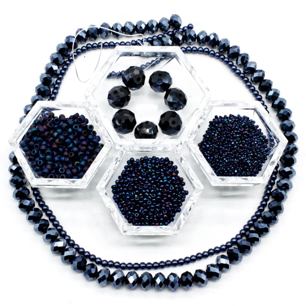 BC Week3 2022 - Herringbone Opera Necklace - Space Blue