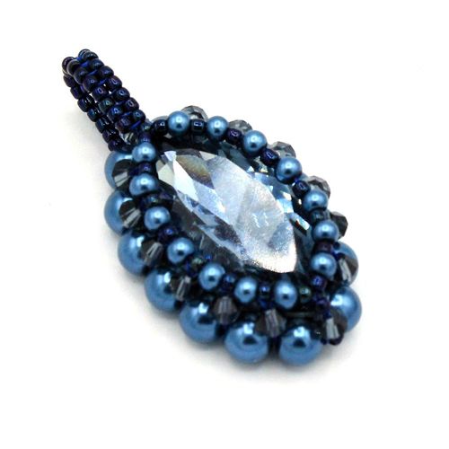 Eye of a Storm Pendant makes 3 denim jewelry making kit — DIY set with beads and instructions for creating handmade jewelry
