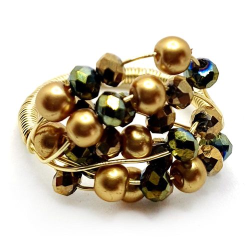 Starlight Ring antique gold jewelry making kit — DIY set with beads and instructions for creating handmade jewelry
