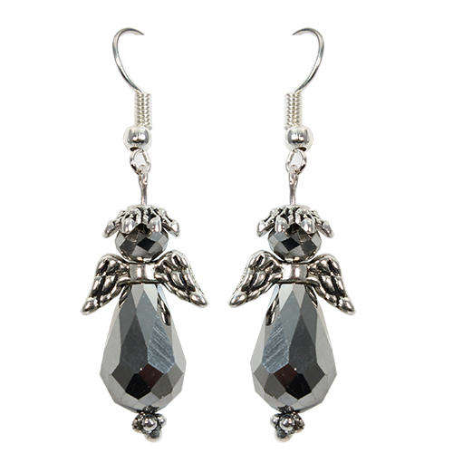 Christmas Angel Earrings silver earring making kit — DIY set with beads and instructions for creating handmade jewelry