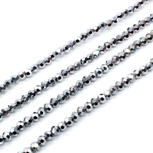 3mm crystal beads silver plate — plated finish, ideal for jewelry making and beadwork