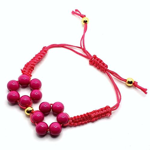 Macrame Flower Bracelet fuschia bracelet making kit — DIY set with beads and instructions for creating handmade jewelry
