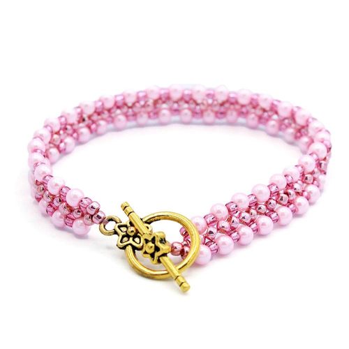 Mia Pearl Bracelet Makes 5 pretty pink bracelet making kit — DIY set with beads and instructions for creating handmade jewelry