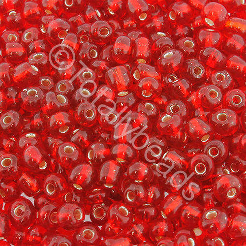 Seed Beads Silver Lined Red - Size 6 100g