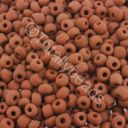 Seed Beads Opaque Frosted Brown - Size 6 100g