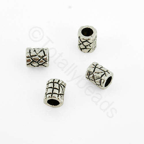 Antique Silver Metal Bead - Tube 7x6mm 25pcs