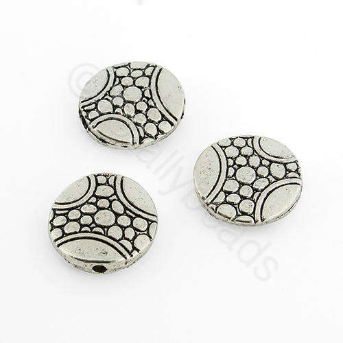 Antique Silver Bead - Pattern Disc 13mm 8pcs
