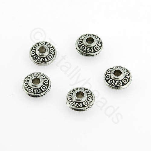 Antique Silver Bead - Cone Barrel 7mm 30pcs