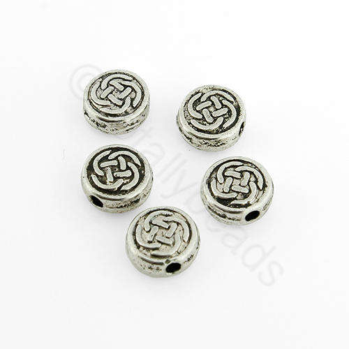 Antique Silver Bead - Celtic Disc 7mm 8pcs